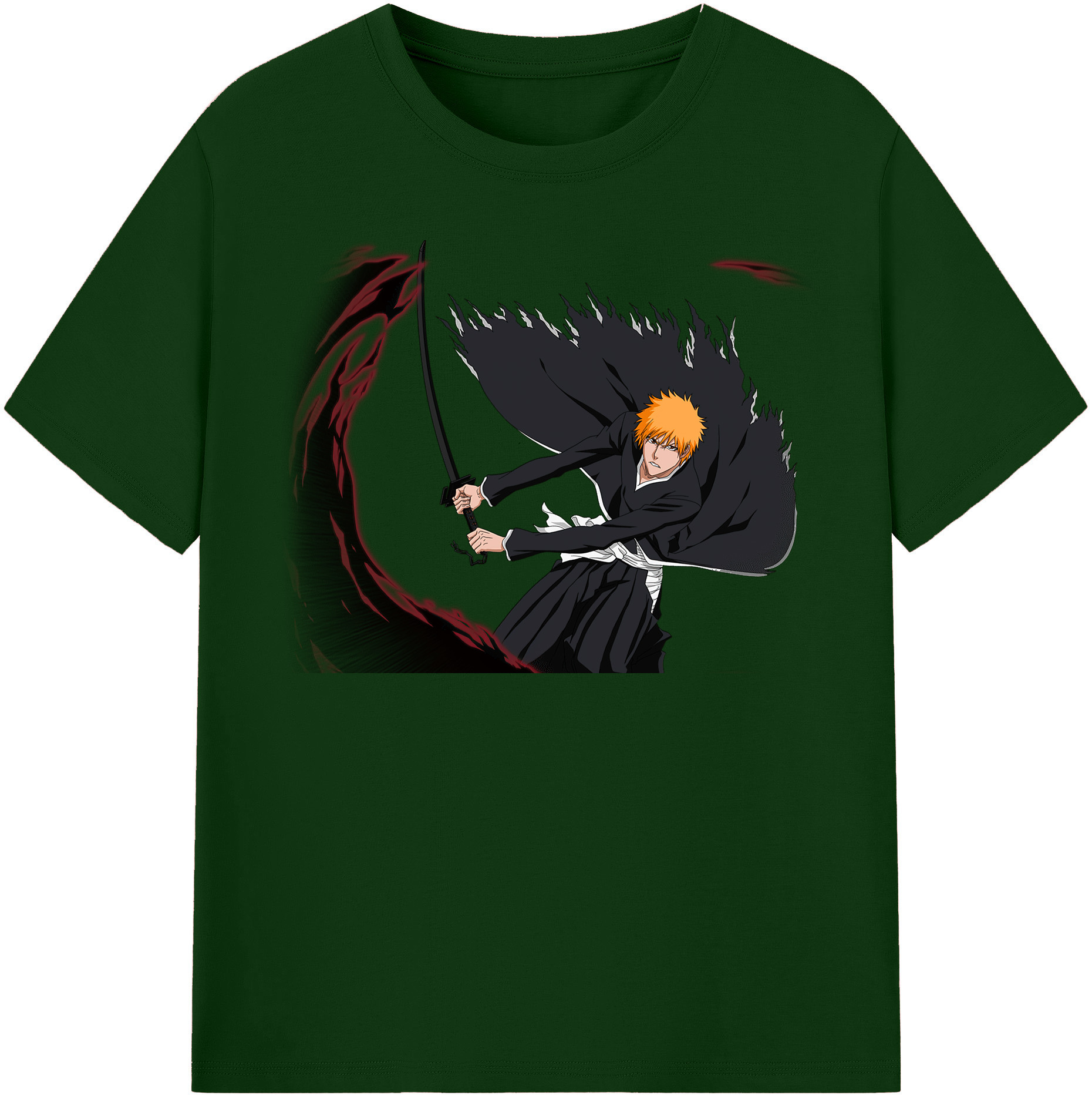 （画像用） ブリーチ 黒崎一護（くろさき いちご）BLEACH Kurosaki Ichigo 綿100％半袖Tシャツ（フロントプリント）